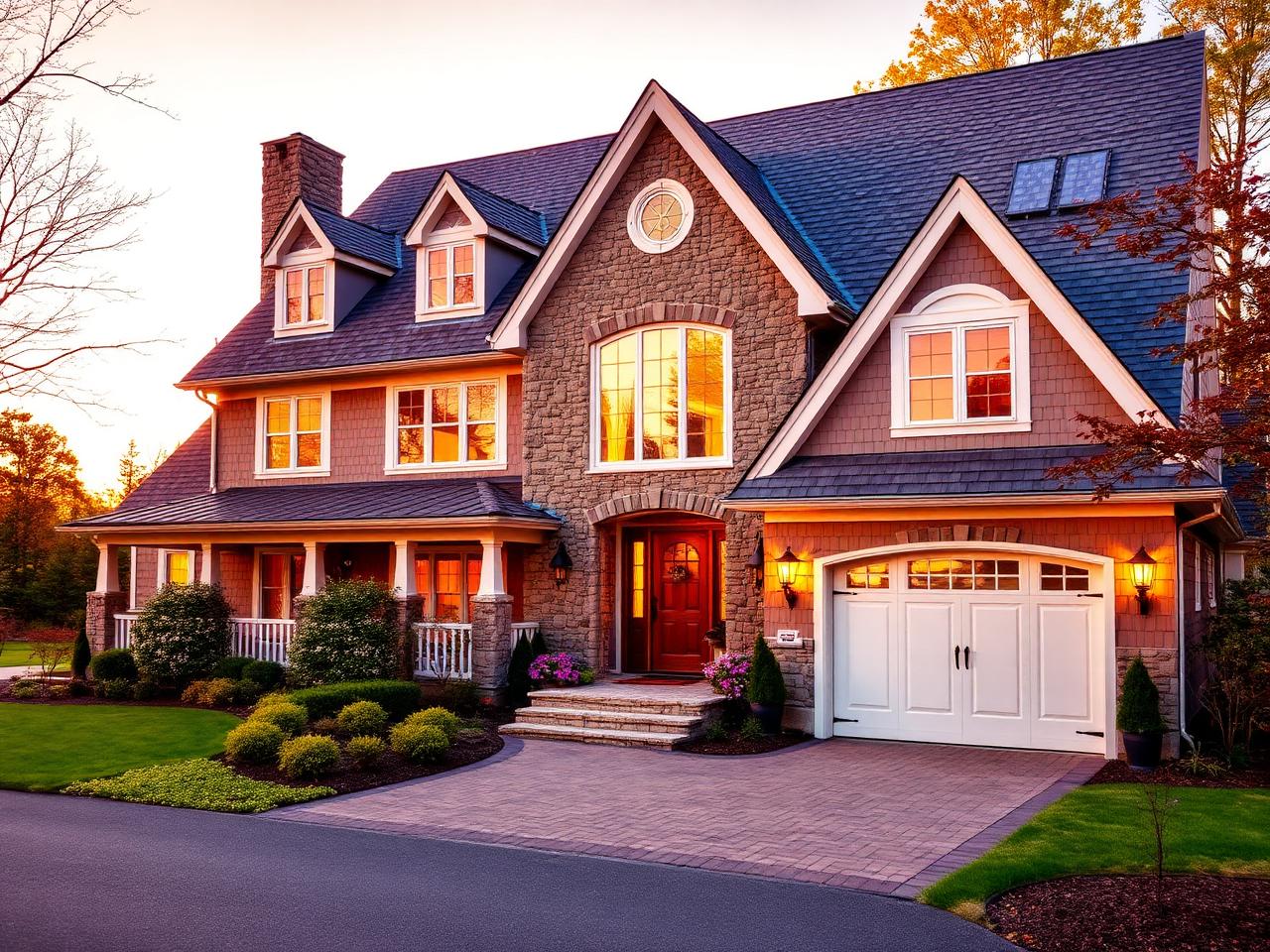 Custom-built New England home exterior
